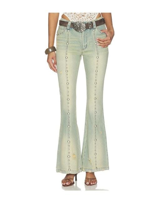 Markgong Green Studded Flared Jeans
