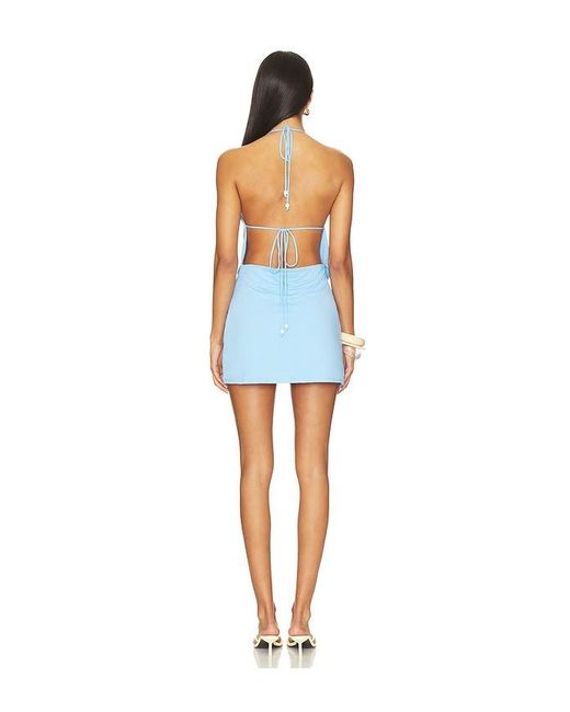 Runaway the Label Blue Eilish Halter Mini Dress