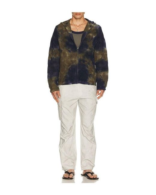 Thisisneverthat Blue Crochet Knit Zip Hoodie for men