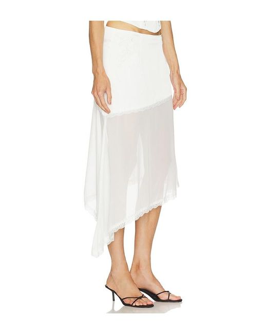 Runaway the Label White Emberly Midi Flounce Skirt