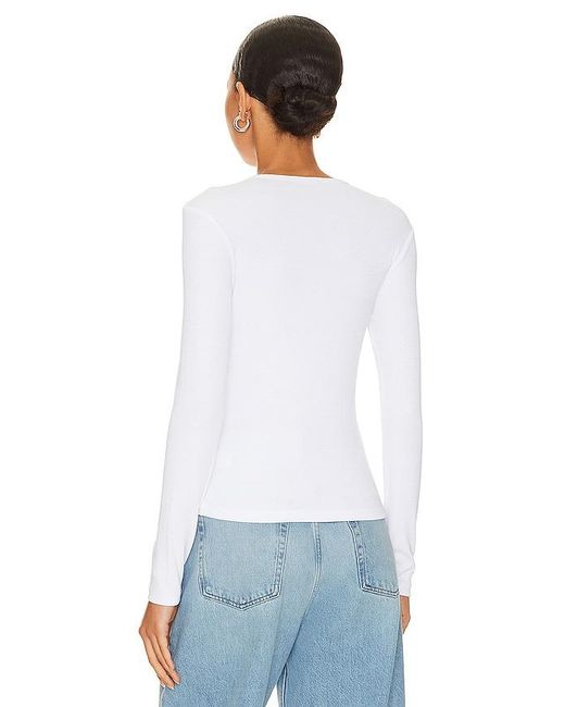 LNA White Dalston Ribbed Henley Top
