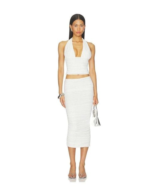 SER.O.YA White Pia Mesh Midi Skirt
