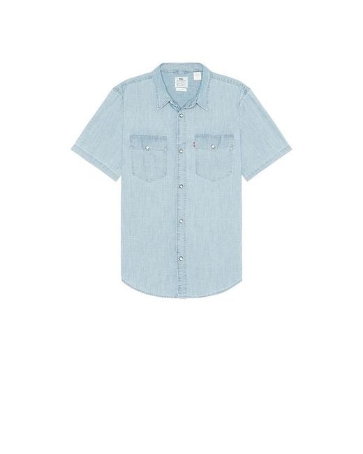 Levi's Blue Short Sleeve Relaxed Fit Western Shirt for men
