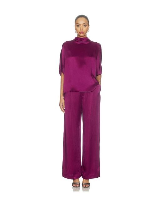 LAPOINTE Purple Satin Cape Tee