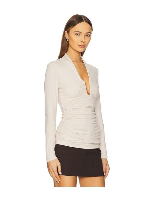 Susana Monaco White Square Wire Gathered Top