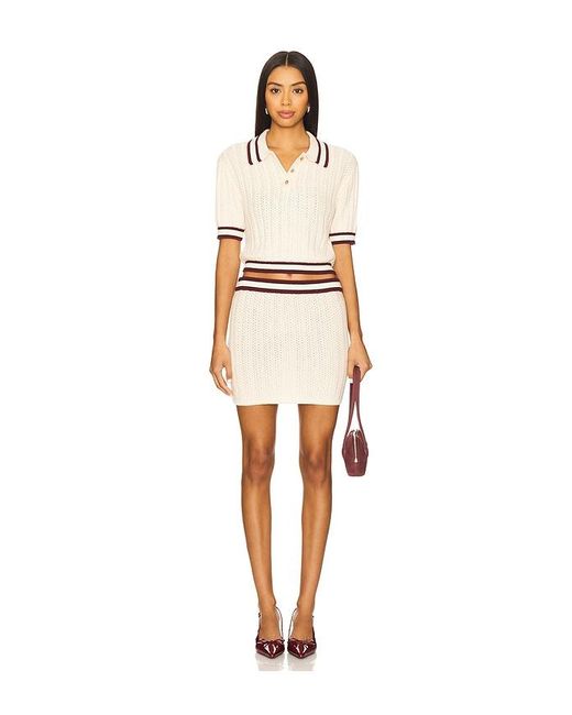 Lovers + Friends Natural Remy Pointelle Polo Top