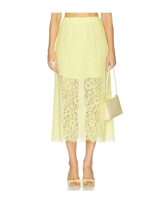 Cami NYC Yellow Effie Lace Midi Skirt