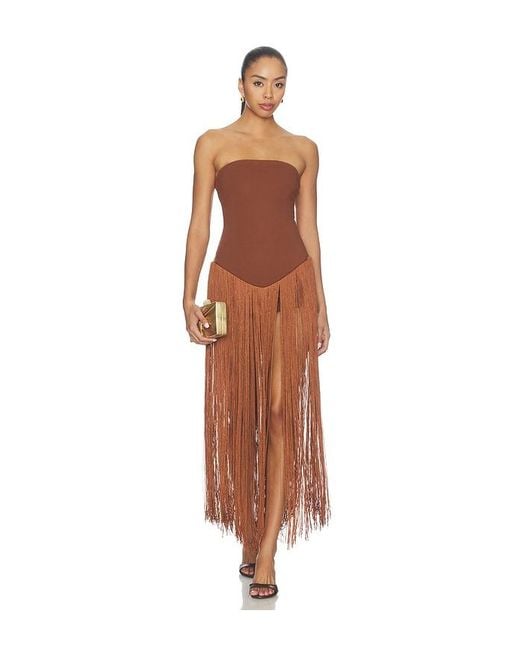 superdown Brown Tea Fringe Romper