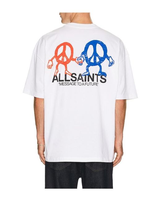 AllSaints White Bedfellow Crew Neck Tee for men