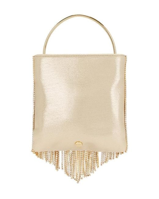 Olga Berg Natural Adina Crystal Fringe Bag