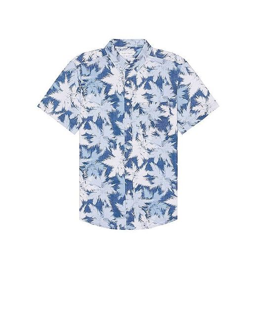 Vintage Summer Blue Seersucker Button Up Shirt for men