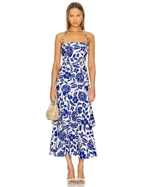 MILLY Blue Flowers Of Spain Linen Dress