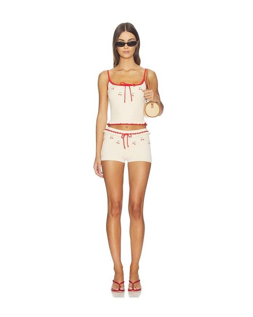 Lovers + Friends Multicolor Felina Cherry Embroidered Tank