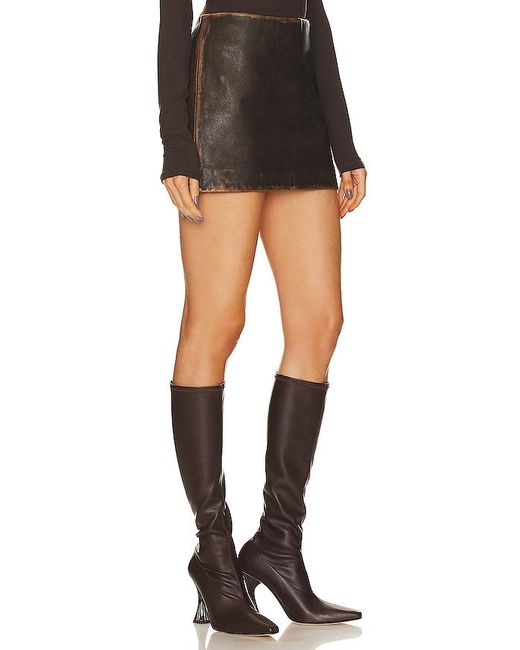 L'academie Black Averill Leather Mini Skirt