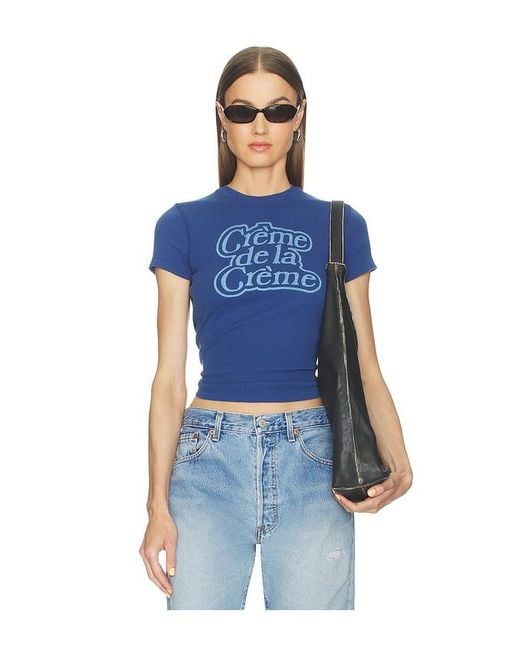 Re/done Blue 90S Baby Tee Cr&Eacute;Me De La Cr&Eacute;Me