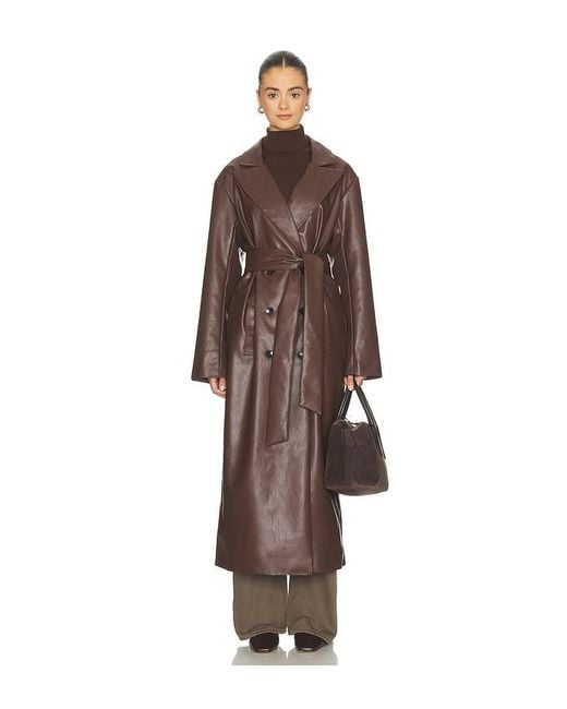 ALL THE WAYS Brown Carey Faux Leather Trench