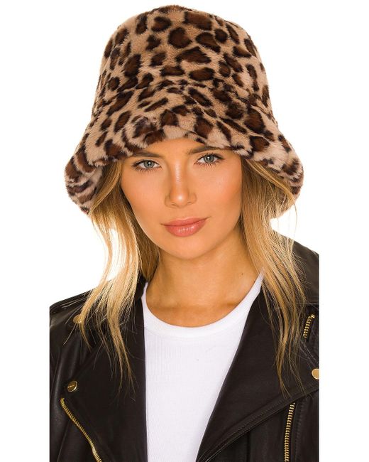 Adrienne Landau Faux Fur Bucket Hat in Brown Leopard (Brown) | Lyst
