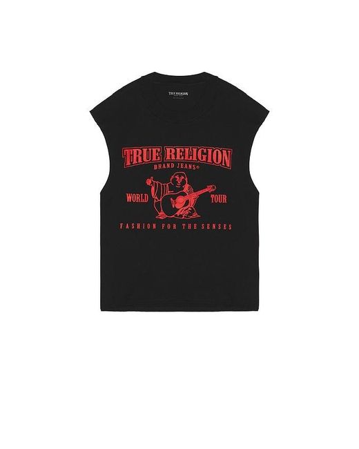 True Religion Red Cut Off Logo Tee for men
