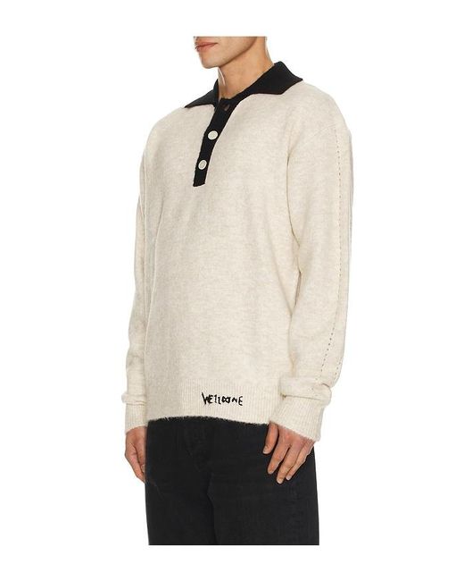 we11done Natural Brushed Contrast Knit Top for men