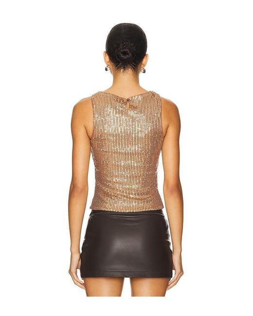 superdown Black Sequin Embellished Mesh Keyhole Top