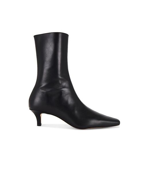 Raye Black Leather Pointed-Toe Ankle Boots
