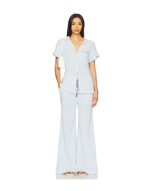 Sundry White Mesh Camp Shirt