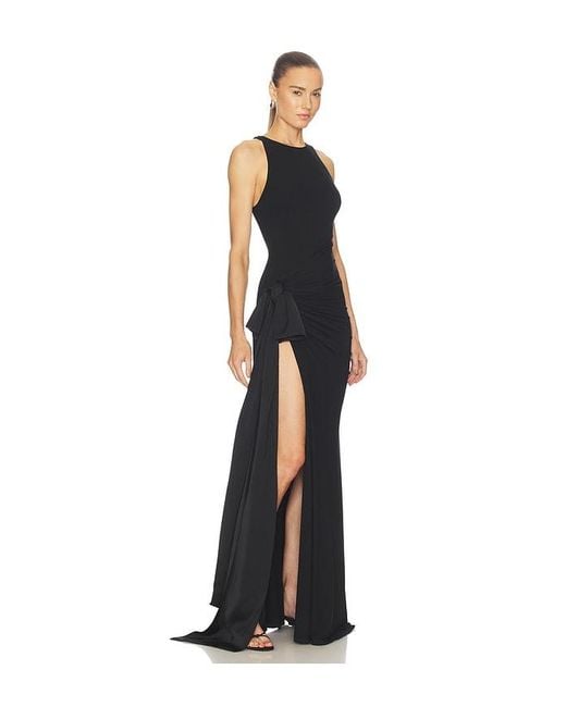 L'Agence Black Frost Shirred Bow Gown