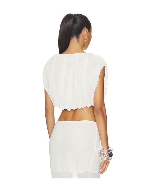 SNDY'S White Mara Gathered Top