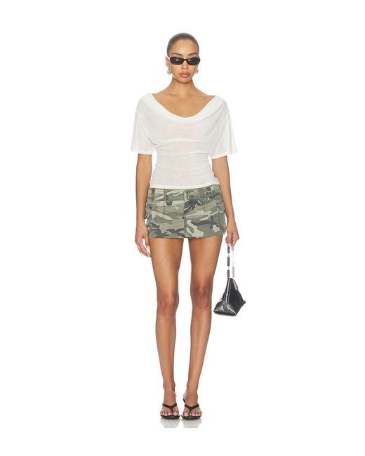 EB DENIM White Madeo Cowl Neck Tee