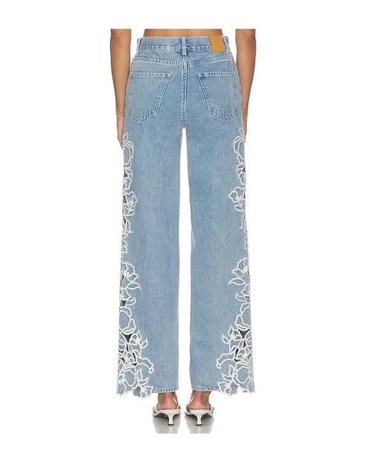 Jonathan Simkhai Blue Porter Embroidered Denim Pant