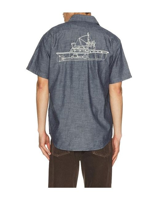 Filson Blue Embroidered Chambray Shirt for men