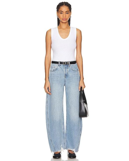 GRLFRND Blue Paola Barrel Leg Jean
