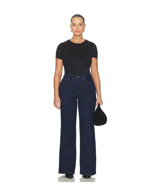 GOOD AMERICAN Blue Good Waist Palazzo Jeans
