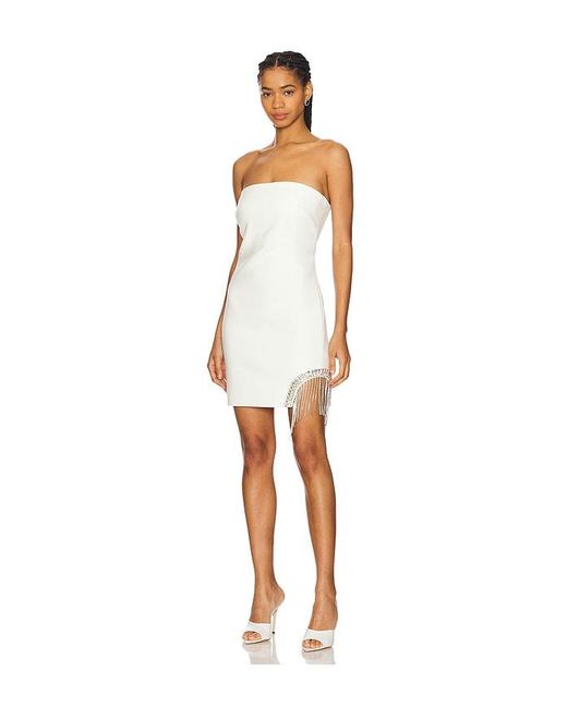 Cinq À Sept White Rhinestone Fringe Mini Sammy Dress