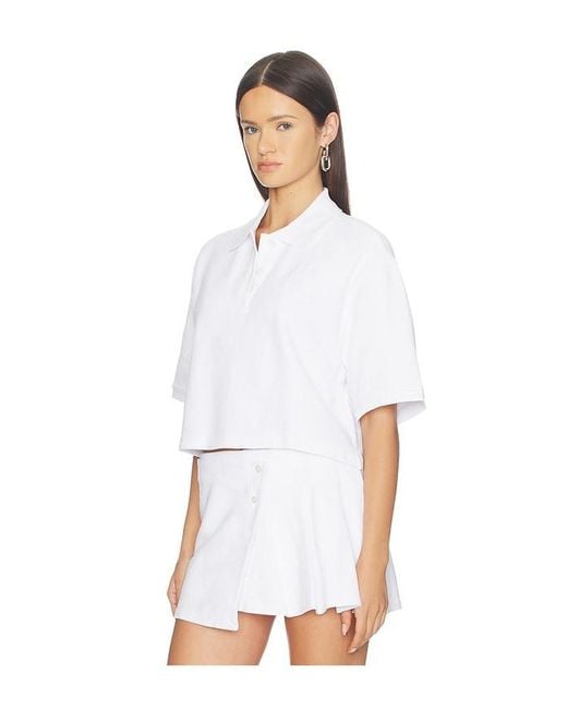 Alexander Wang White Oversized High Low Polo Top