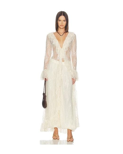 Hemant & Nandita White Ruffled Front Open Cape