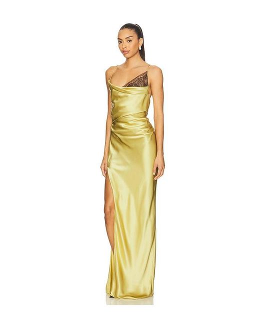 The Sei Metallic Lace Inset Cowl Gown
