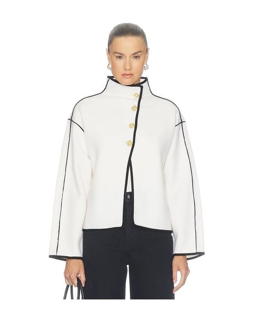 Alice + Olivia White Pearson Collared Sweater Jacket