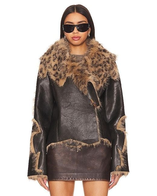 Jaded London Brown Indie Faux Fur Coat