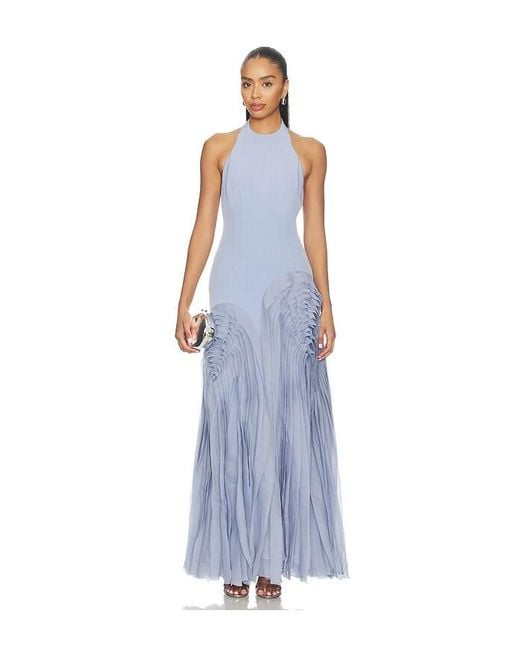 AMUR Blue Elani Pleated Gown
