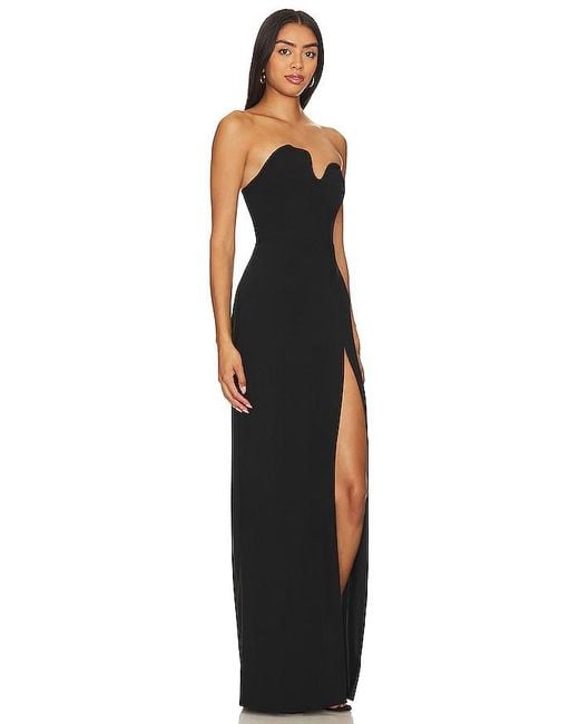 Amanda Uprichard Black X Revolve Strapless Puzzle Gown