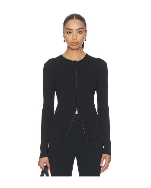 Fear Of God Black Signature Rib Knit Fitted Long Sleeve Zip Up Tee