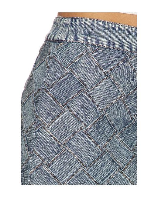 Alice + Olivia Blue Rubi Woven Denim Micro Skirt