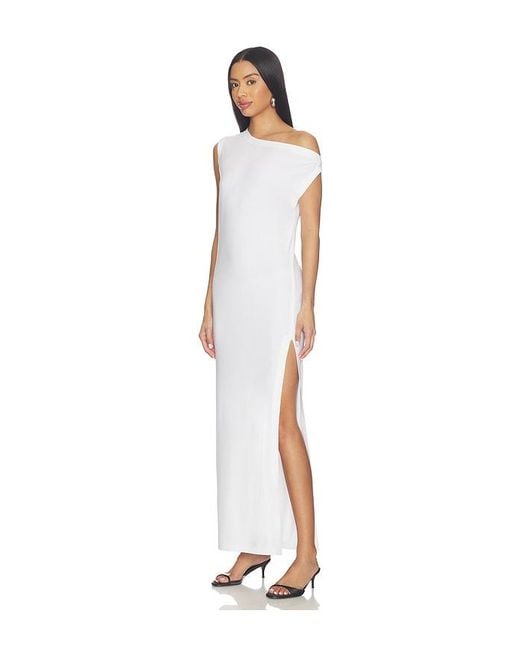 Norma Kamali White X Lifestyle Drop Shoulder Long Dress With Side Slit