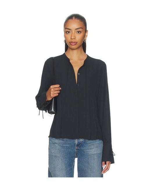 Rag & Bone Black Arden Pleated Blouse