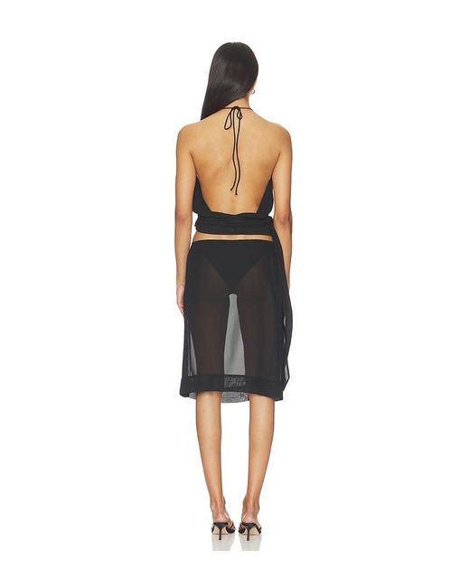 With Harper Lu Black Draped Halter Top