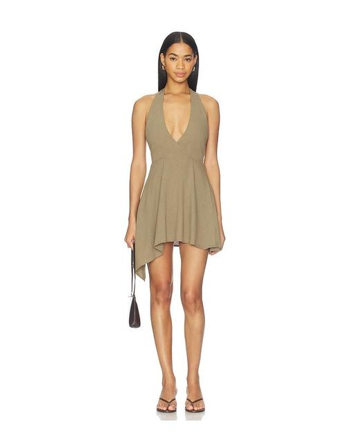 ALL THE WAYS Natural Lola Halter Mini Dress