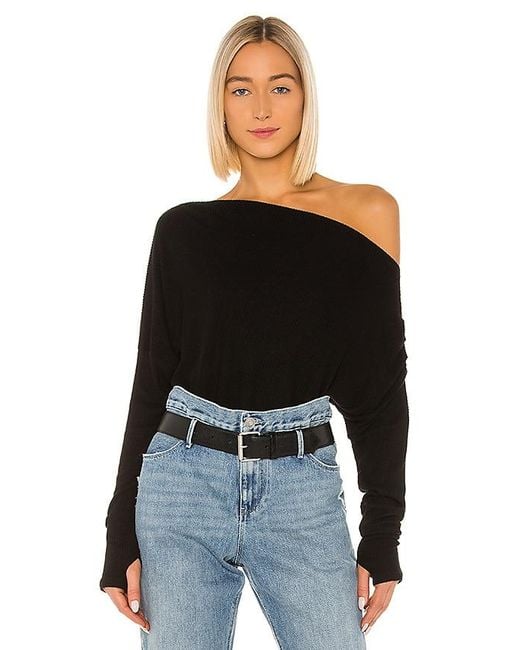 Michael Lauren Black Santos Drop Shoulder Sweater