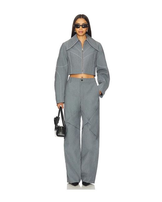 Kate Barton Gray Draped Specialty Denim Trouser
