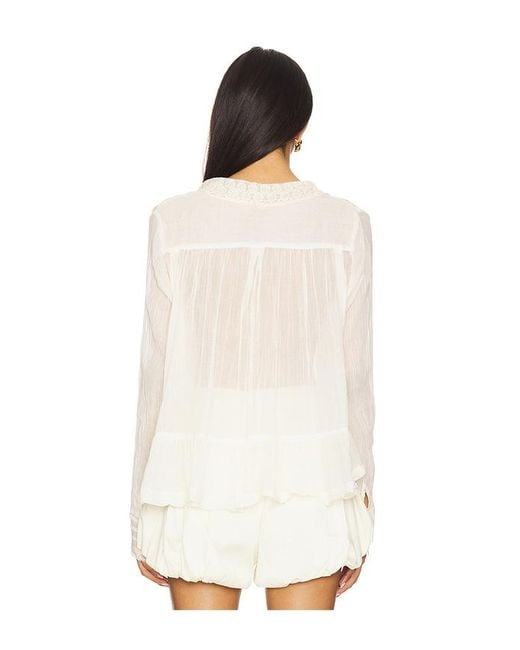 Free People White Elodie Blouse